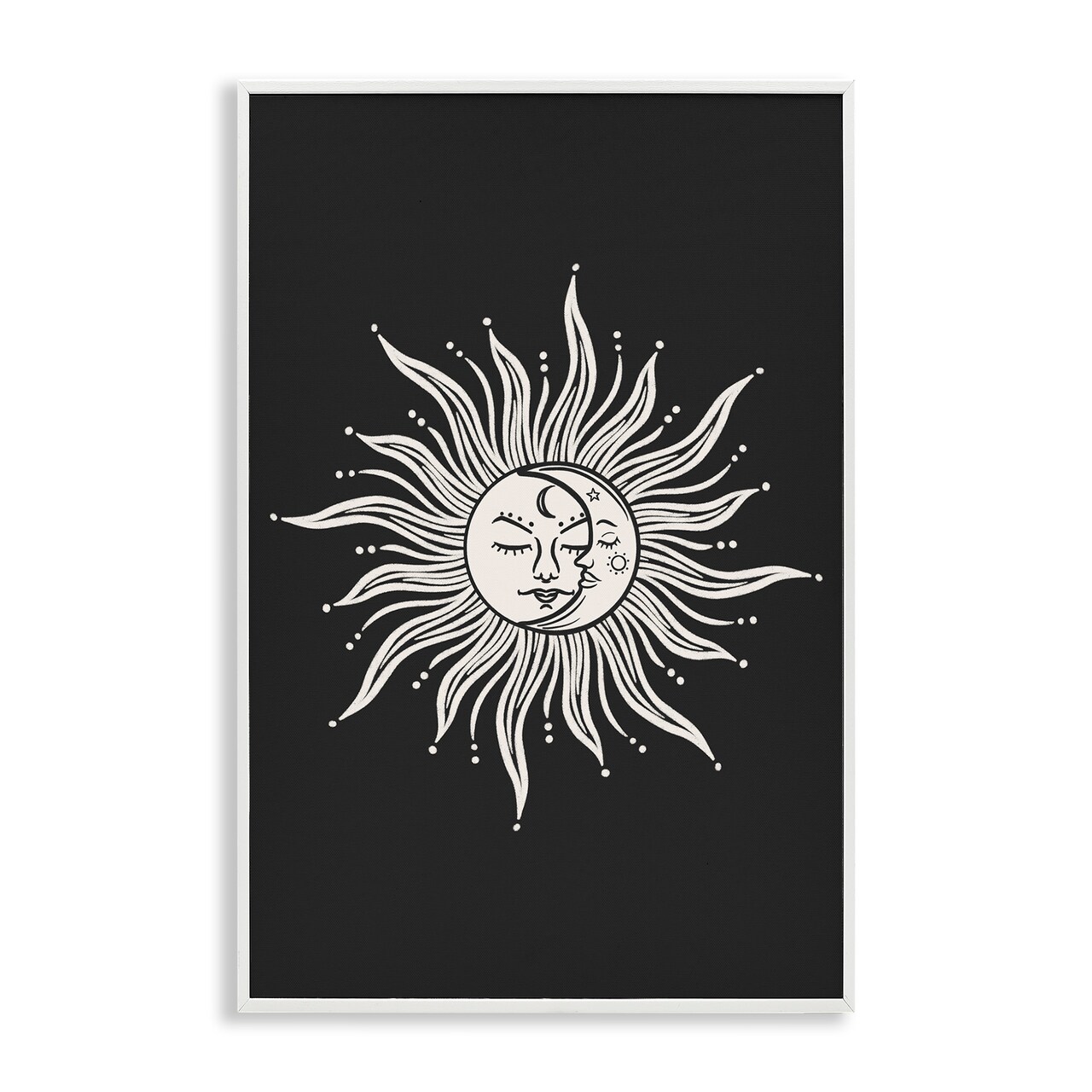 Stupell Industries Celestial Sun on Black Framed Giclee Wall Art Design by JJ Design House LLC